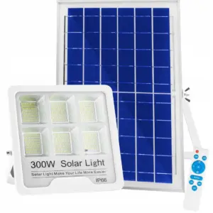 solárne led bodové svietidlo 300w s diaľkovým ovládaním panelov | ip66 studená biela